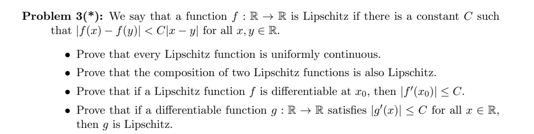Problem 3(*): We say that a function f : R - R is