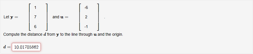 -6 Let y = 7 and u = 2 6 Compute the distance d