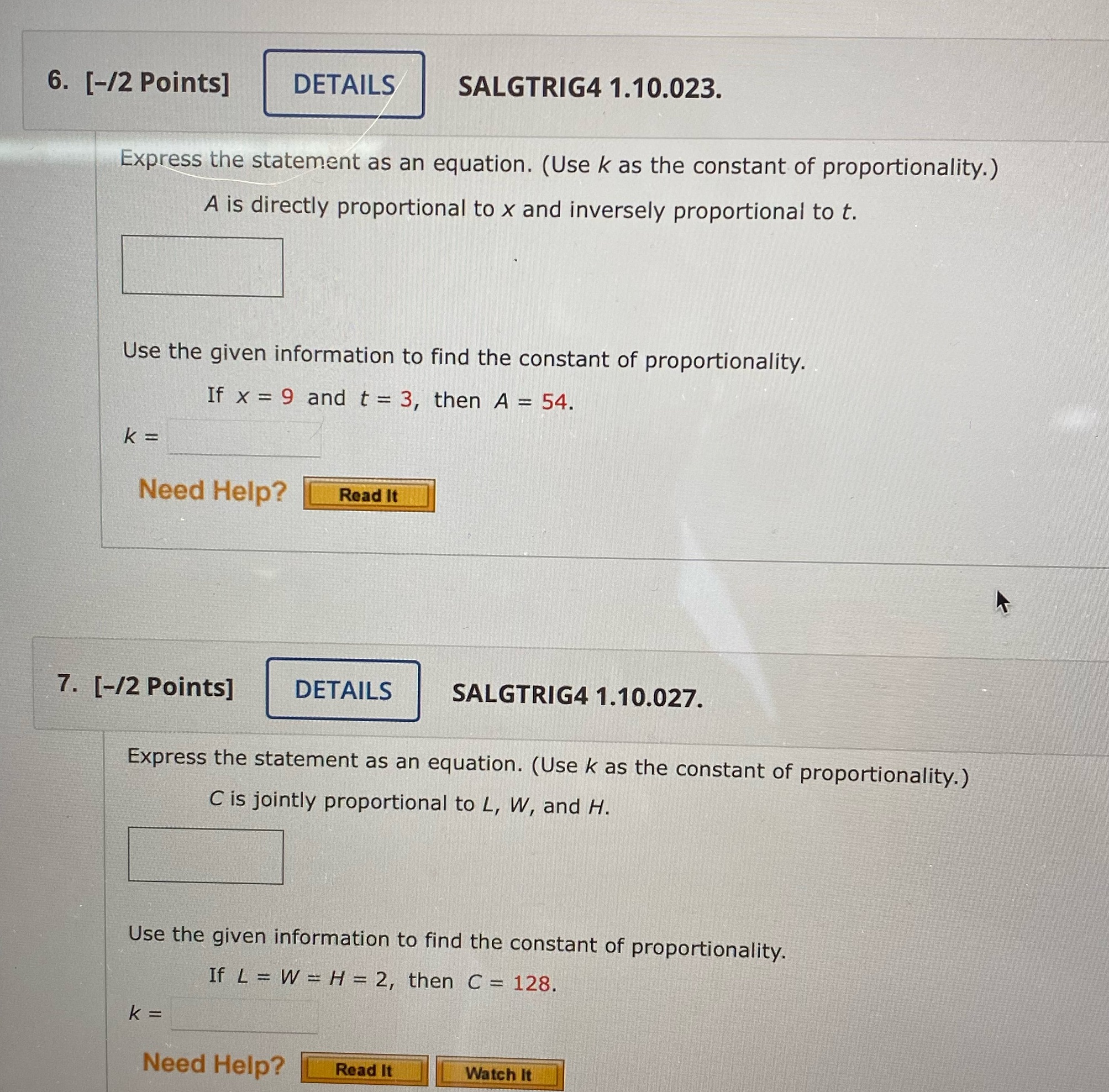 6. [-/2 Points] DETAILS SALGTRIG4 1.10.023.