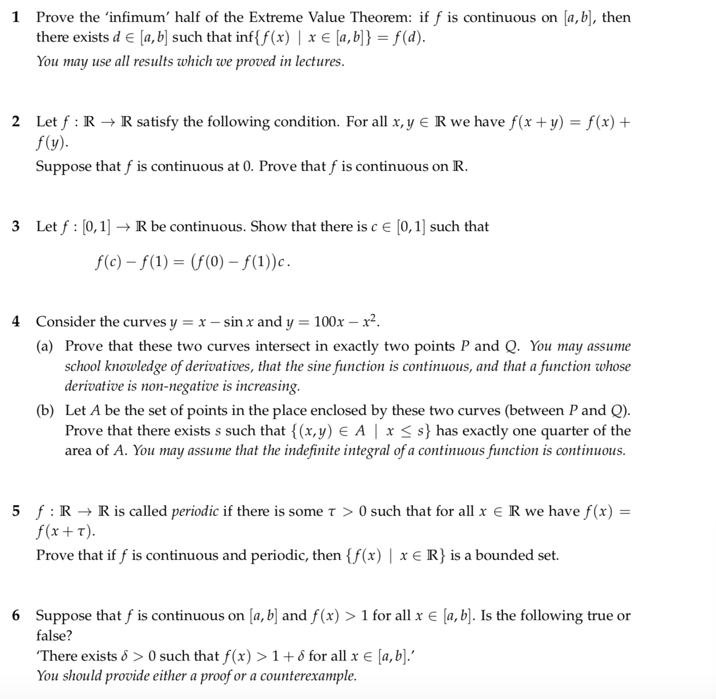 1 Prove the 'infimum' half of the