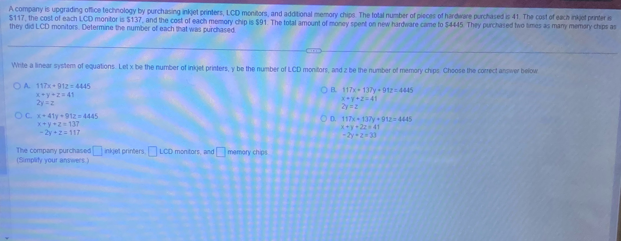 A company is upgrading office technology by