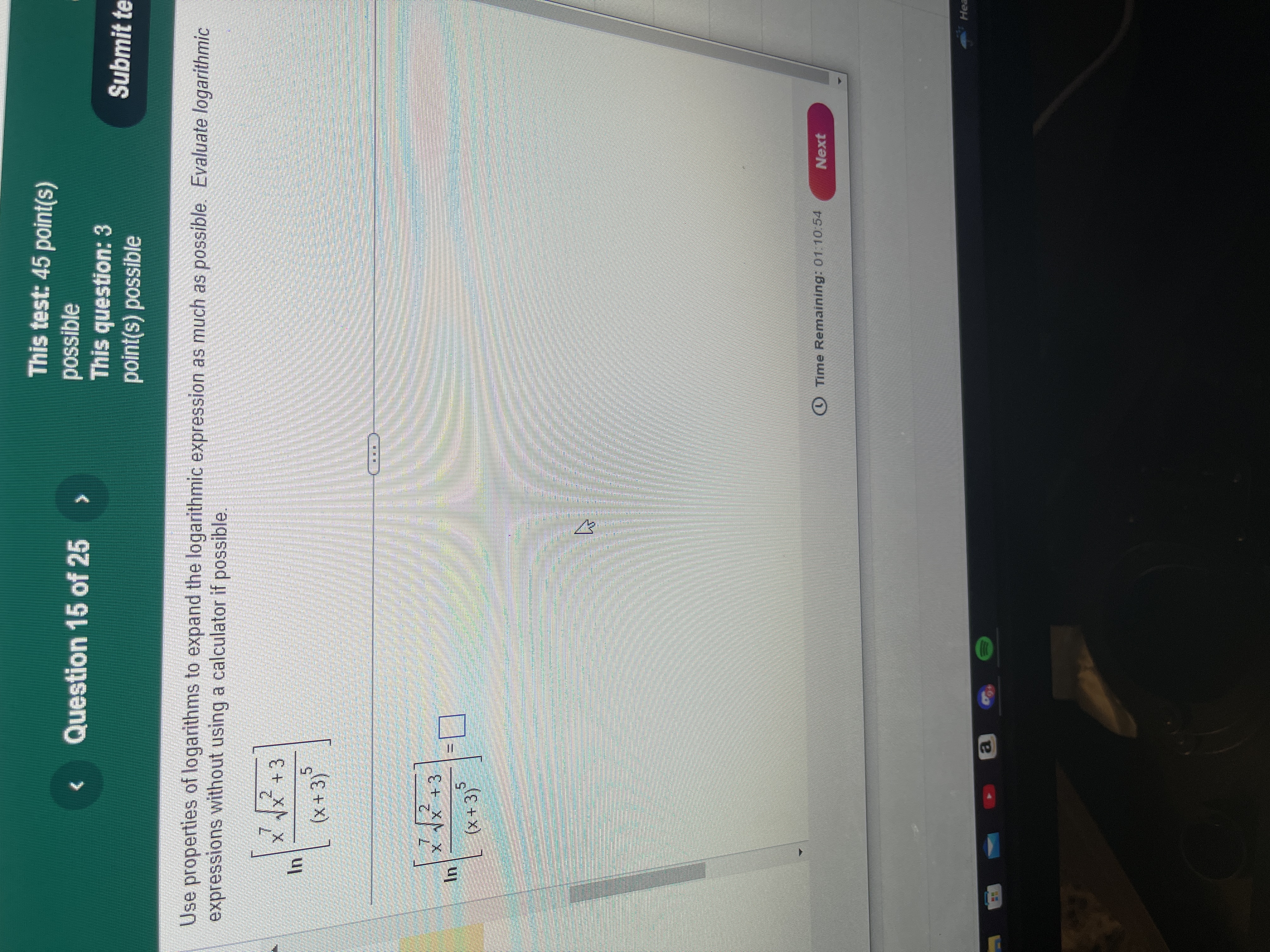 This test: 45 point(s) < Question 15 of 25