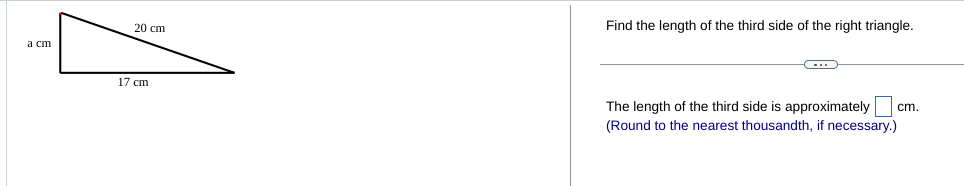 20 cm Find the length of the third side of the