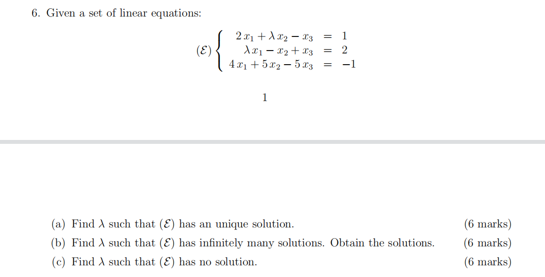 6. Given a set of linear equations: 2x1+1x2 - 23