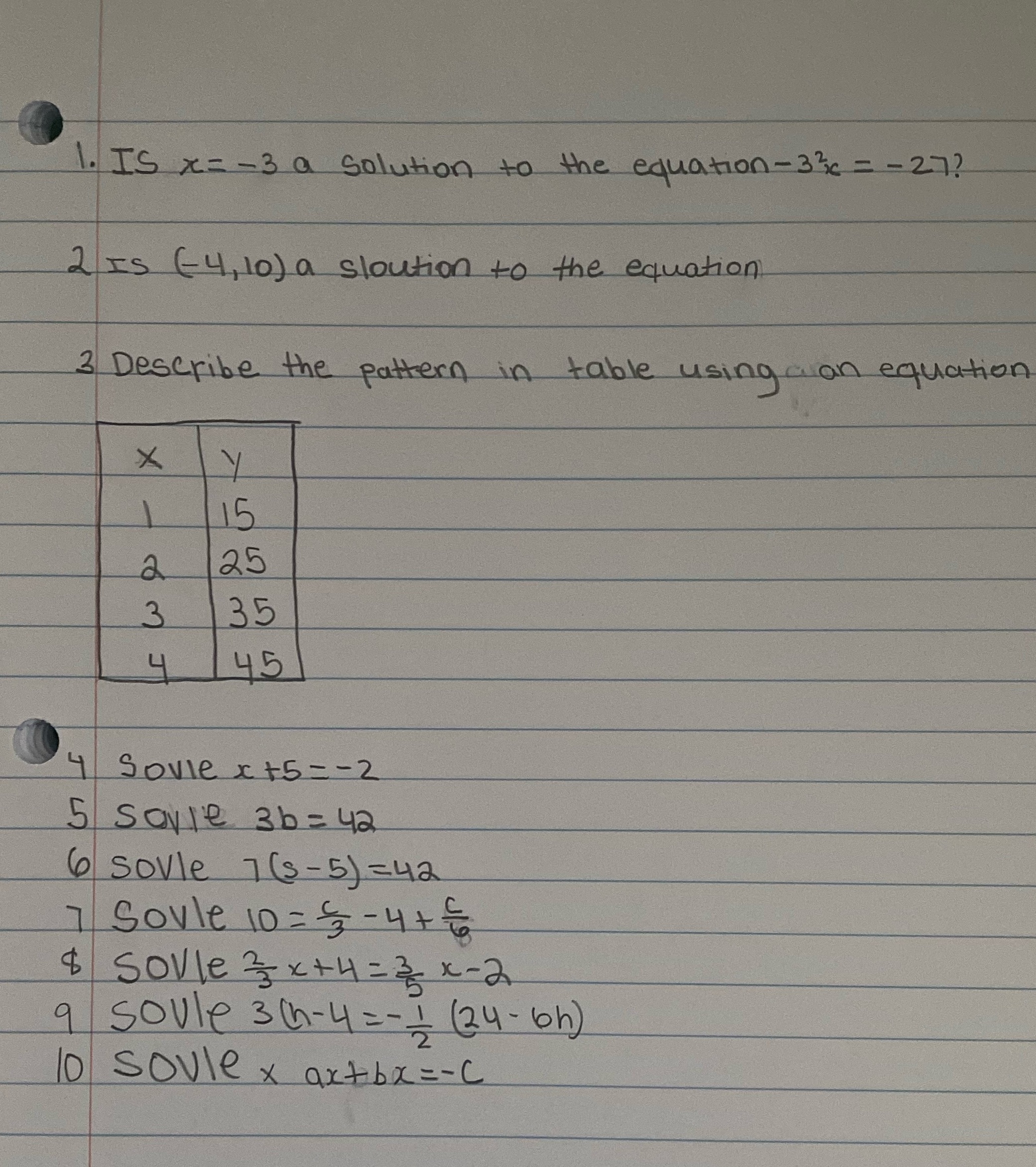 1. IS x= - 3 a solution to the equation - 33c = -
