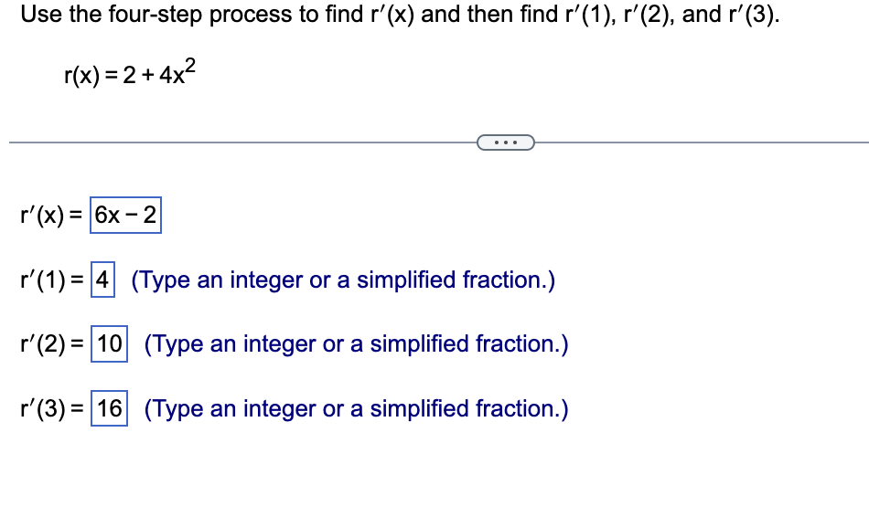 Use the fourstep process to find r'(x) and then
