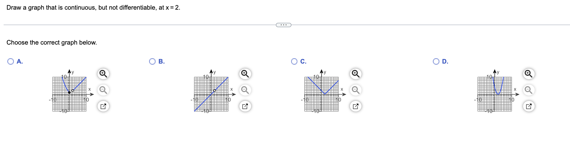 List the points in the graph in the interval 1 <