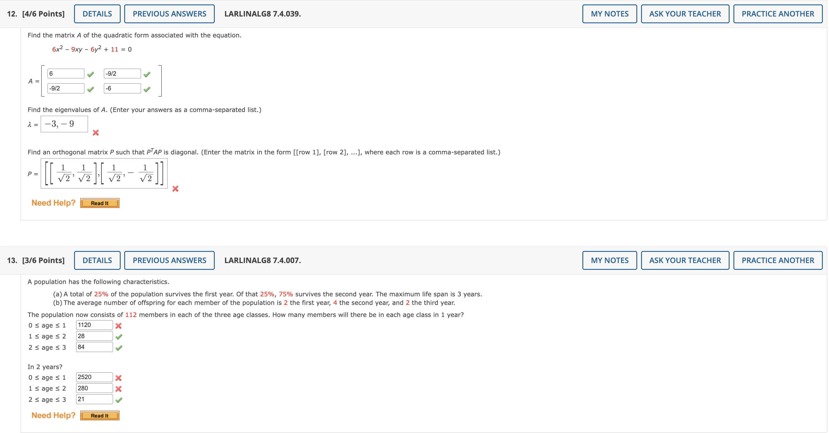 12. [4/6 Points] DETAILS PREVIOUS ANSWERS