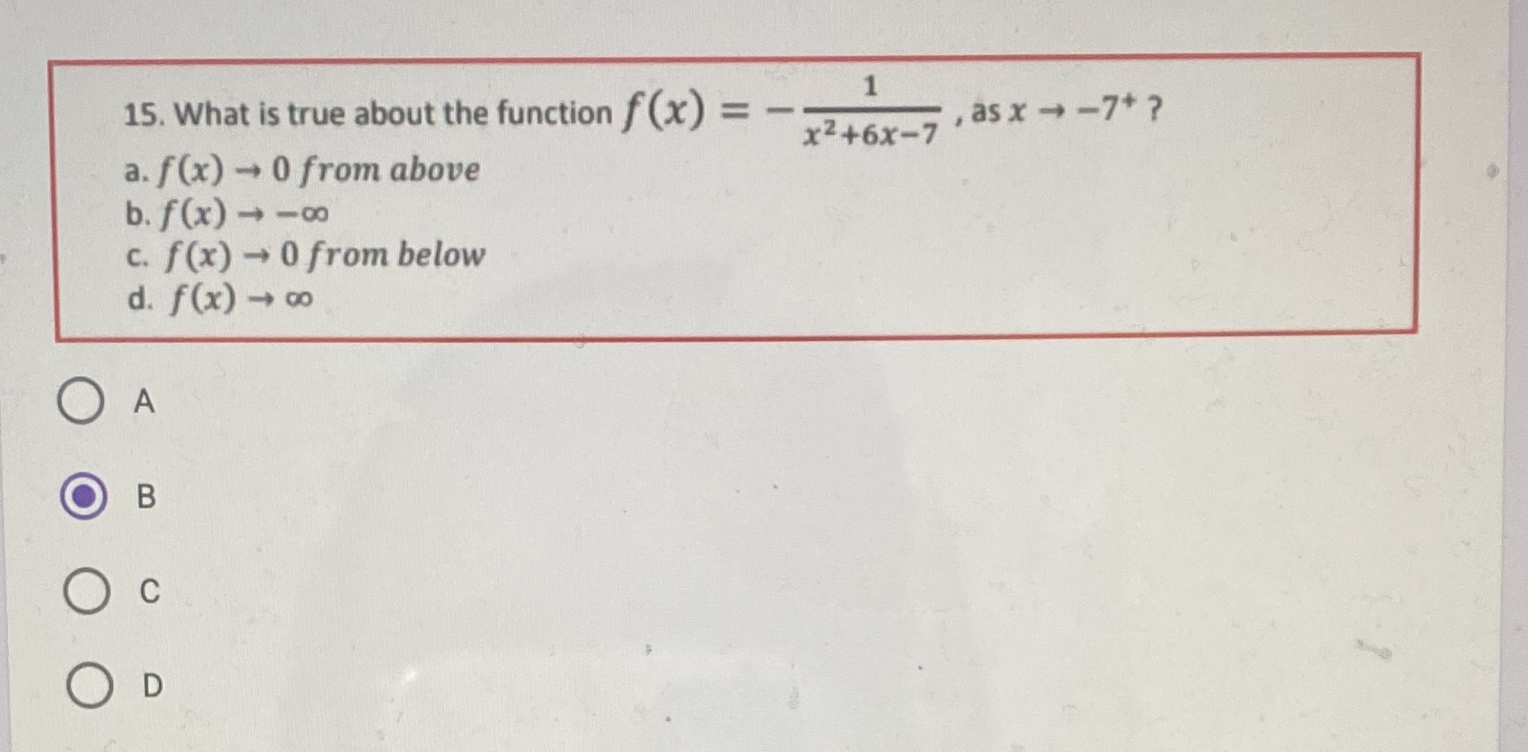 15. What is true about the function f (x) = - 1