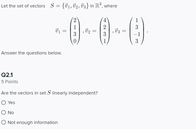 Let the set of vectors 5 = {171,172,173} in R3,