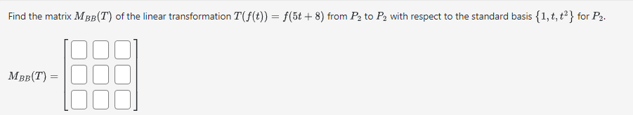 Find the matrix MBB(T') of the linear