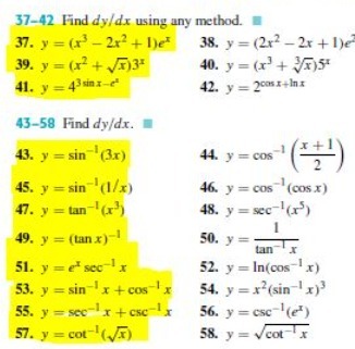 37-42 Find dy/dx using any method. 37. y = (x -