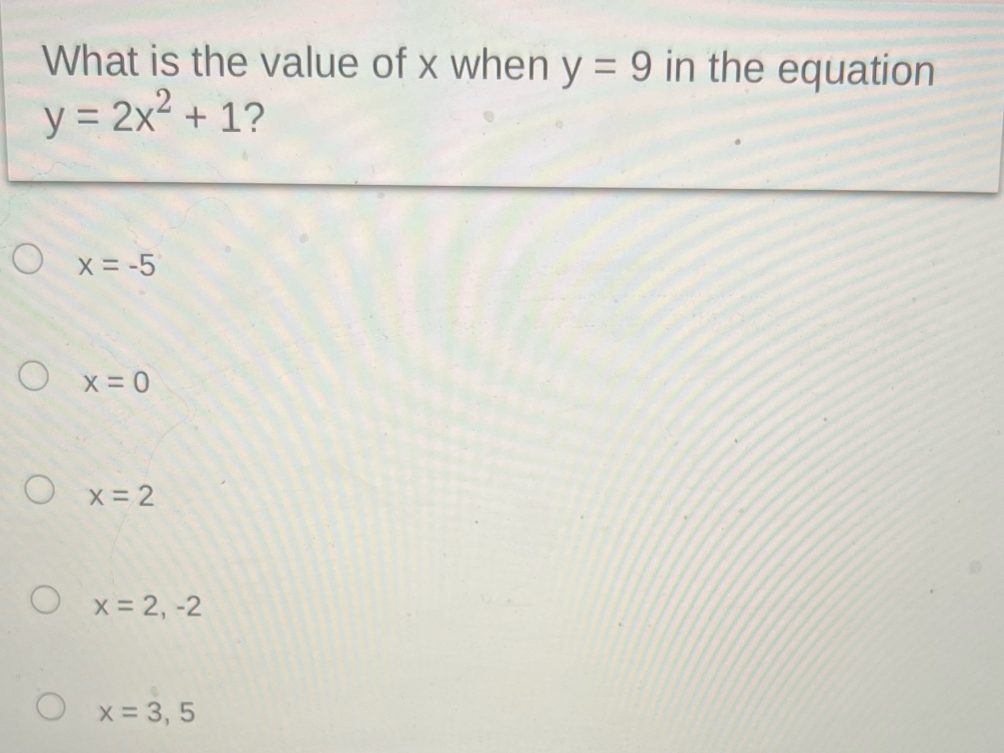 What is the value of x when y = 9 in the equation