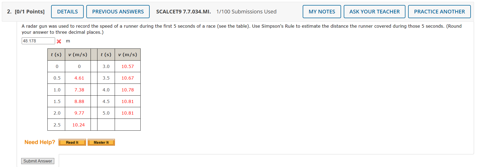 Calculus 2 Please type the Answer 1. [0/1 Points]
