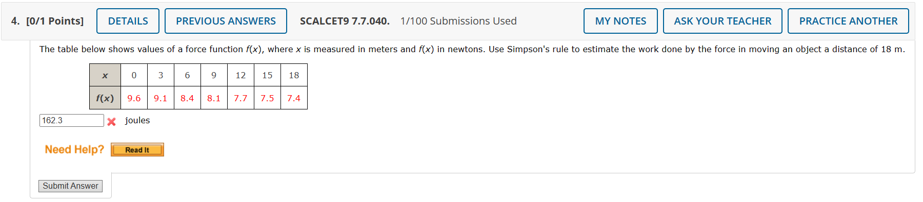 Calculus 2 Please type the Answer 1. [0/1 Points]