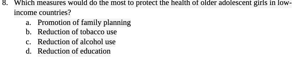 8. Which measures would do the most to protect