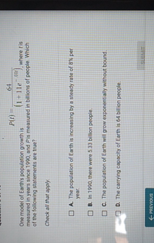 one model of earth's population growth is