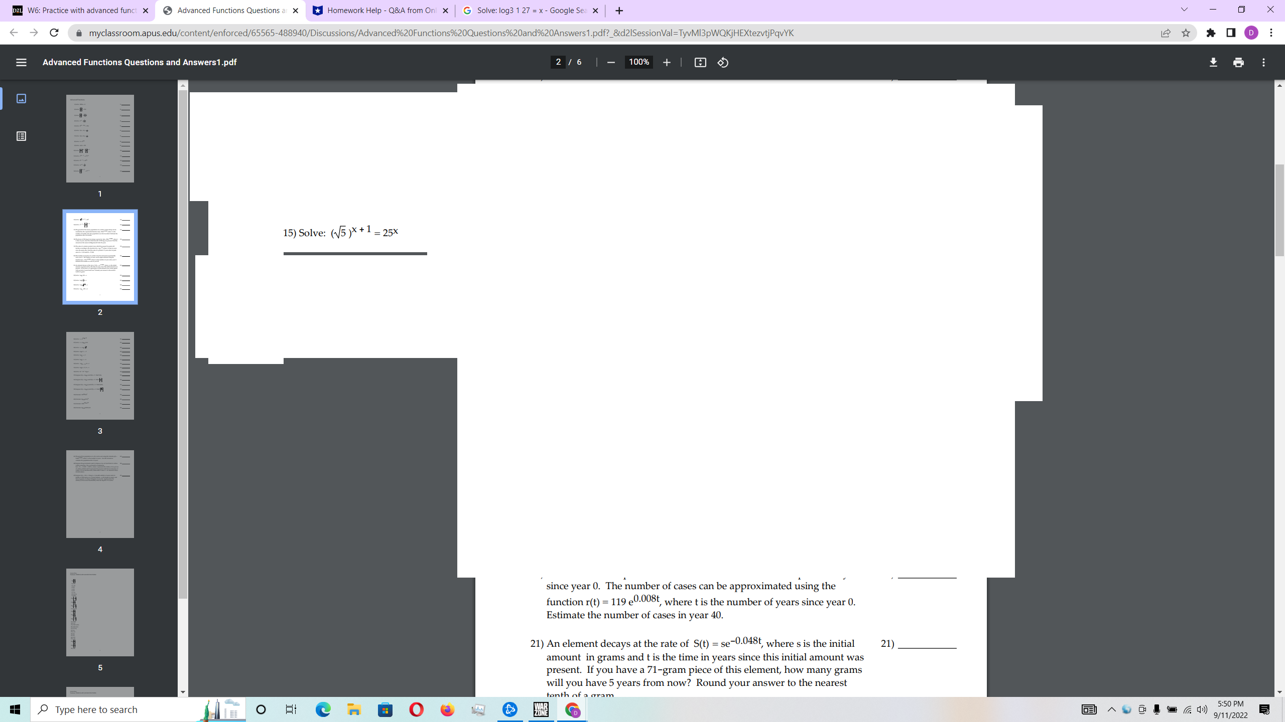 D2L W6: Practice with advanced funct X 3 Advanced