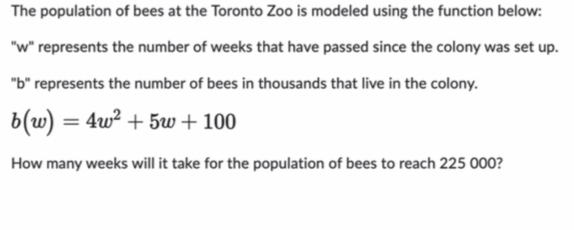 The population of bees at the Toronto Zoo is
