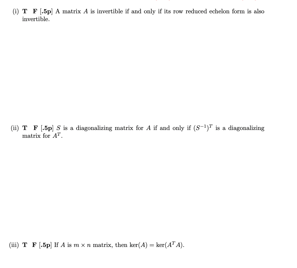 . Determine whether each statement is true or