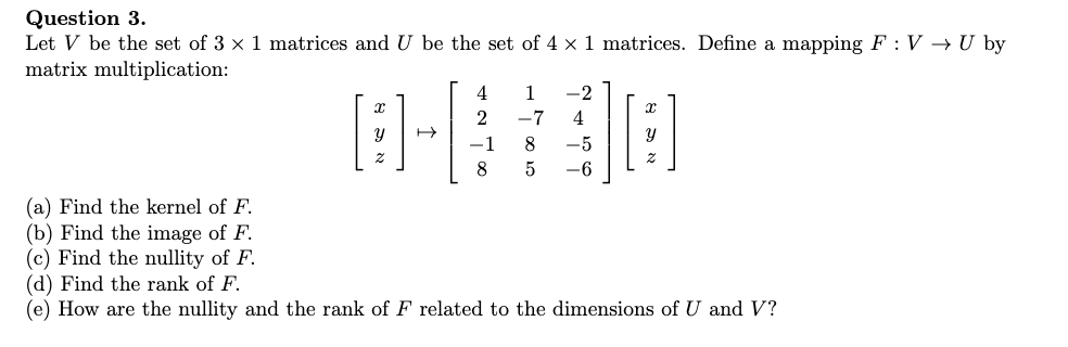 Linear Algebra: Question 3. Let V be the set of 3