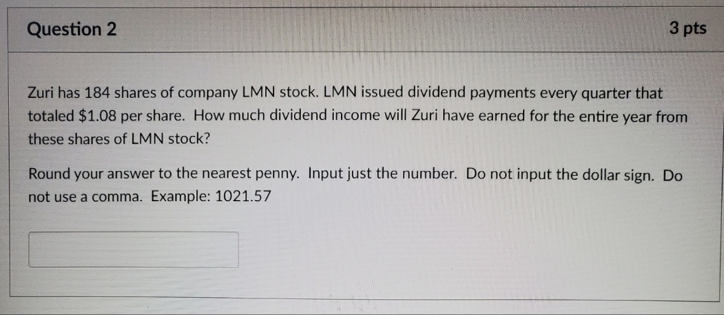Zuri has 184 shares of company LMN stock. LMN