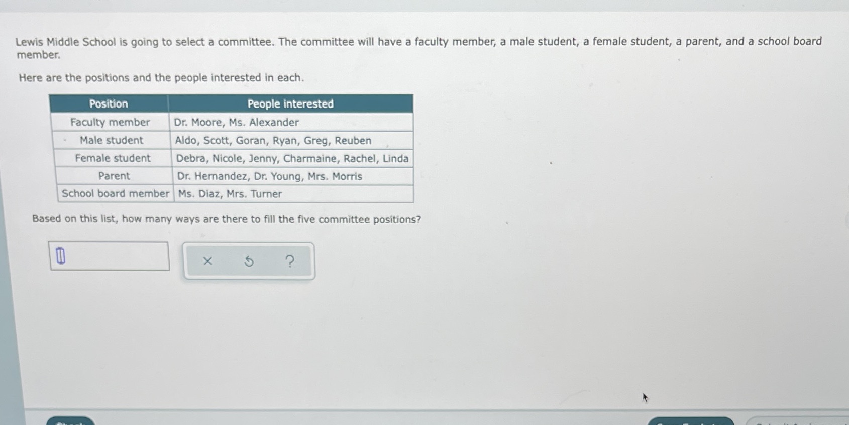 Lewis Middle School is going to select a