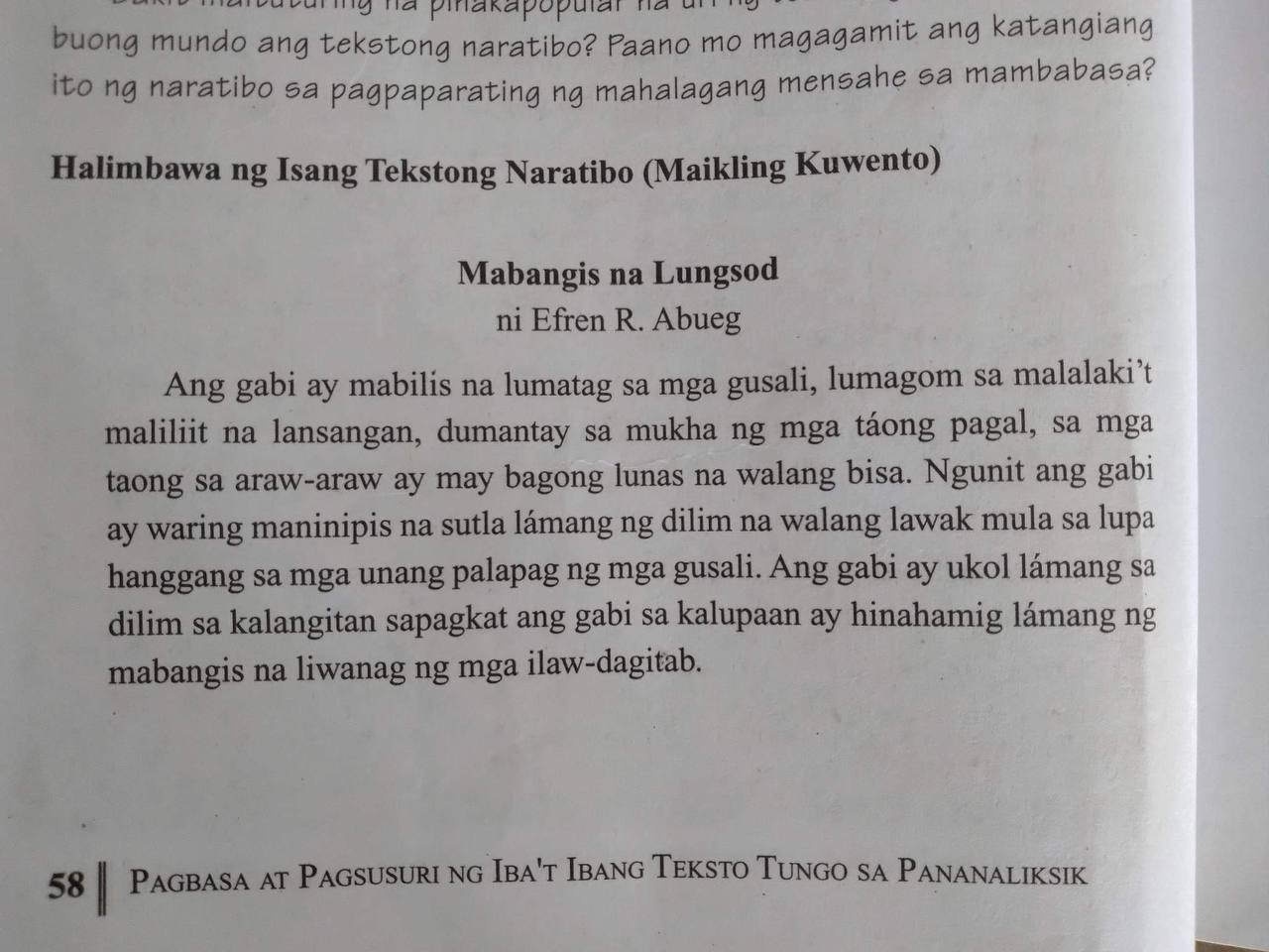 Do the activity below Own answer Use tagalog