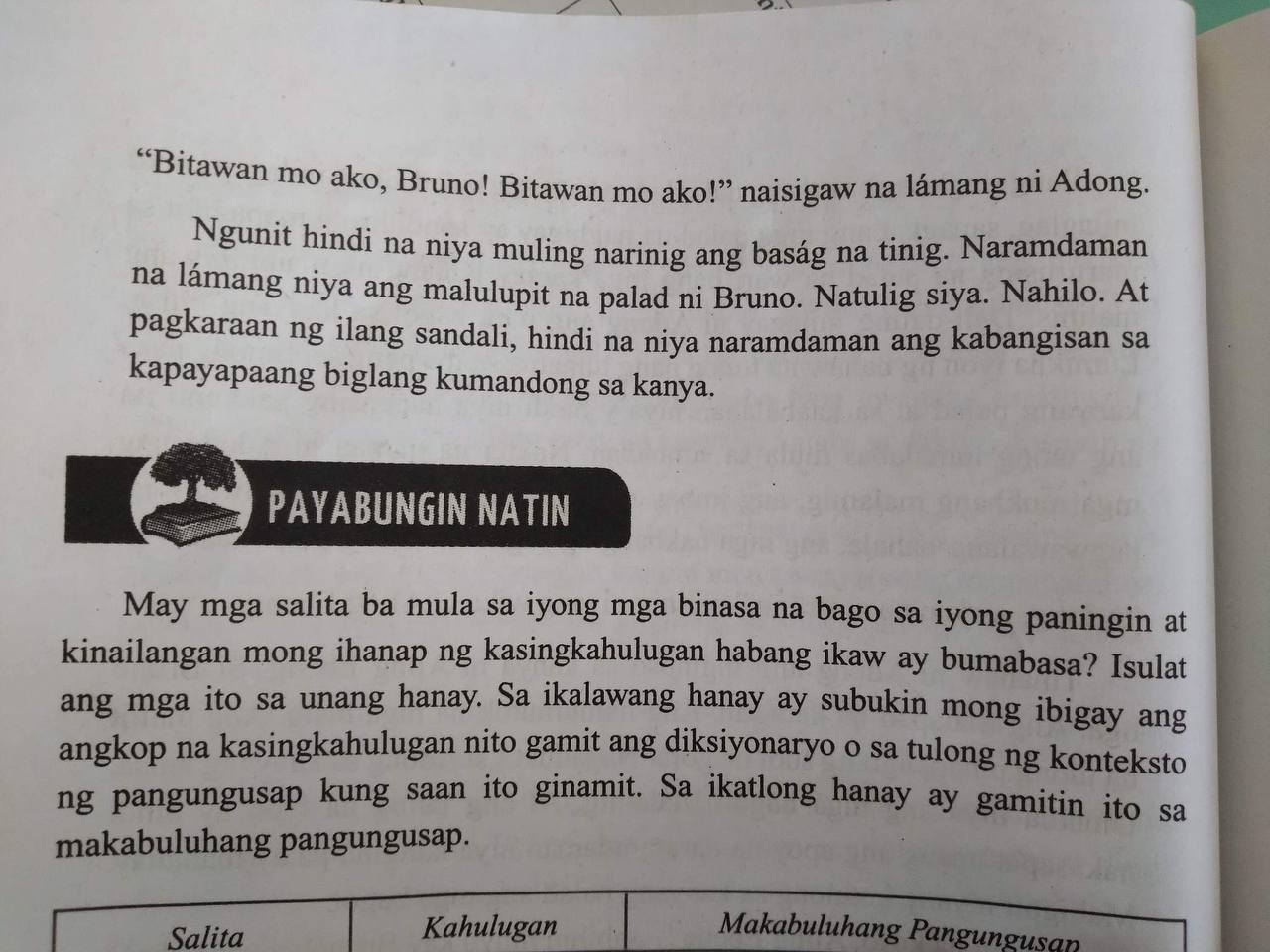 Do the activity below Own answer Use tagalog