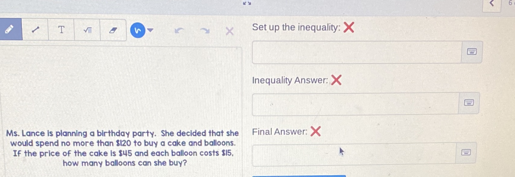 6 T r 2 x Set up the inequality: X Inequality