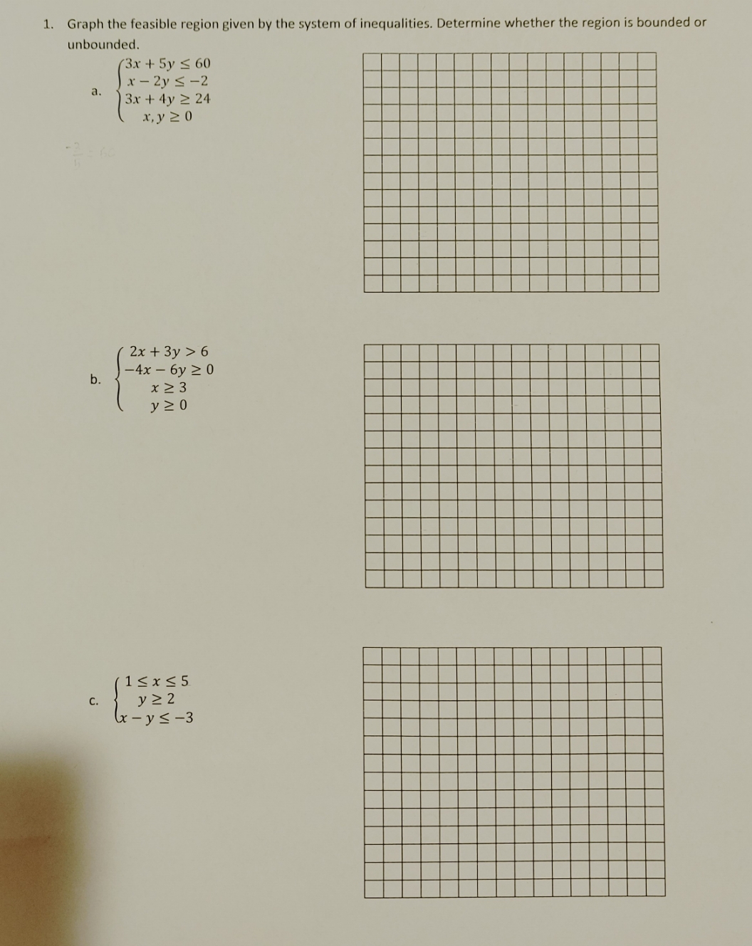 finite Math 200 1. Graph the feasible region