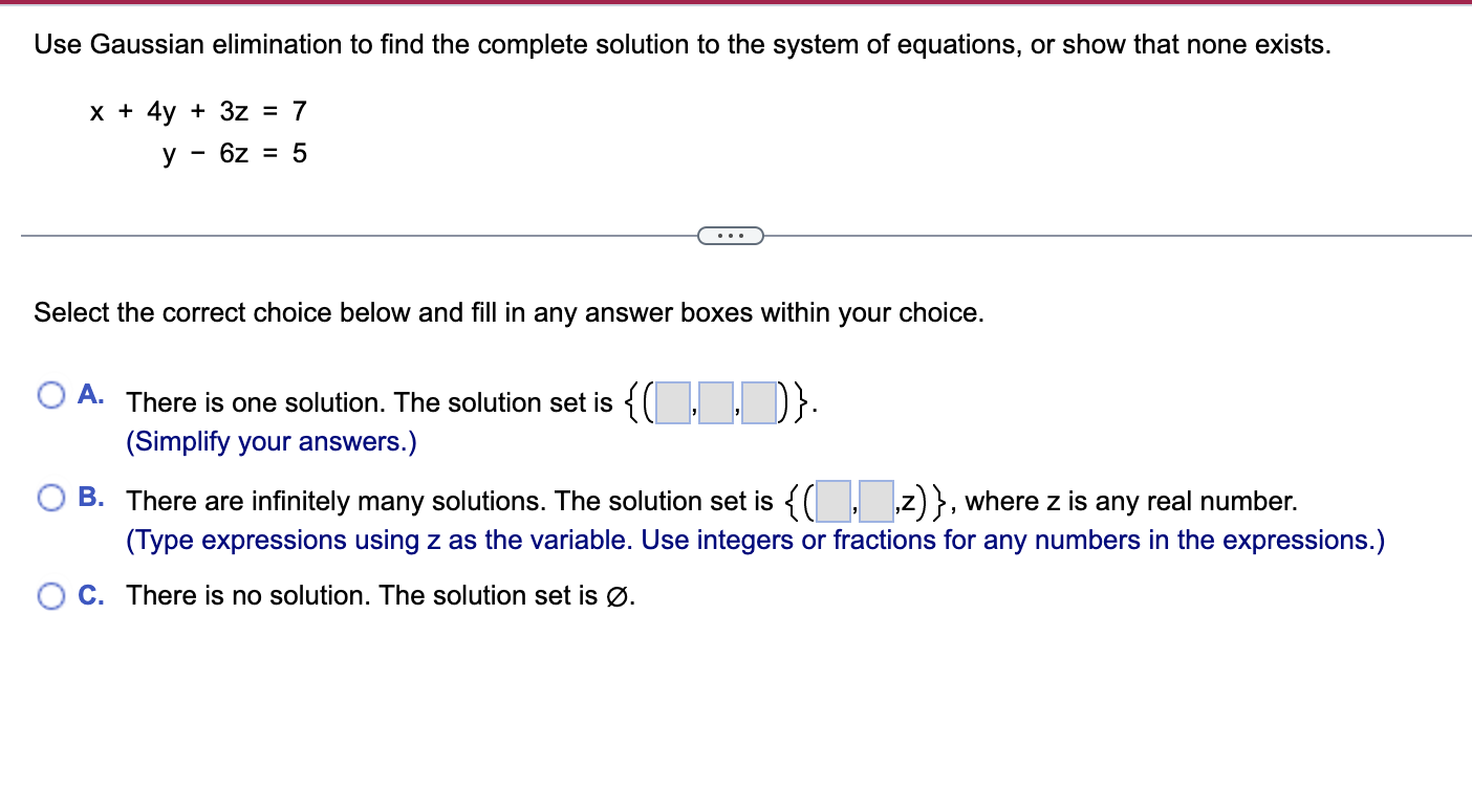 Solve the system of equations using matrices. Use
