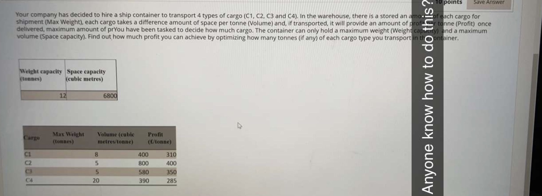 10 points Save Answer Your company has decided to