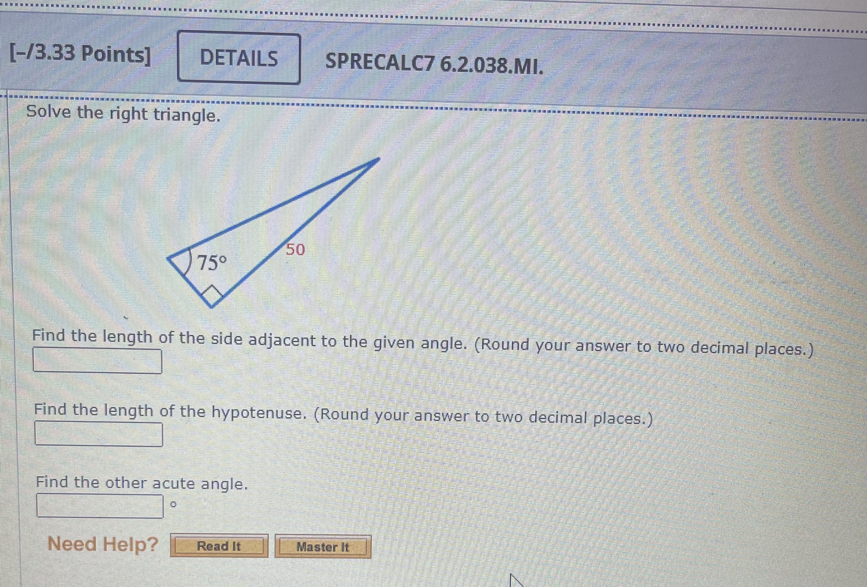 [-/3.33 Points] DETAILS SPRECALC7 6.2.038.MI.