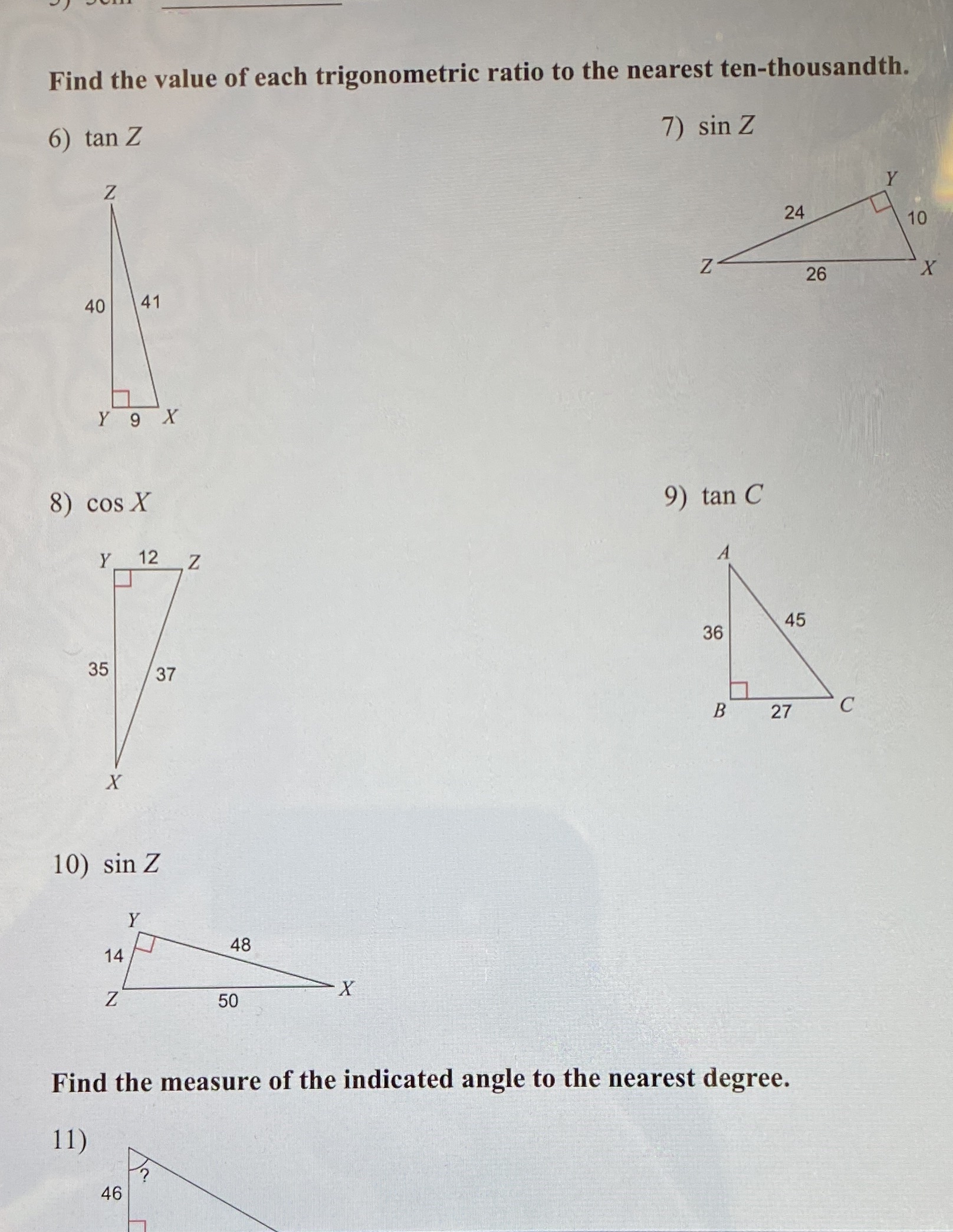 help answer 6-10 Find the value of each