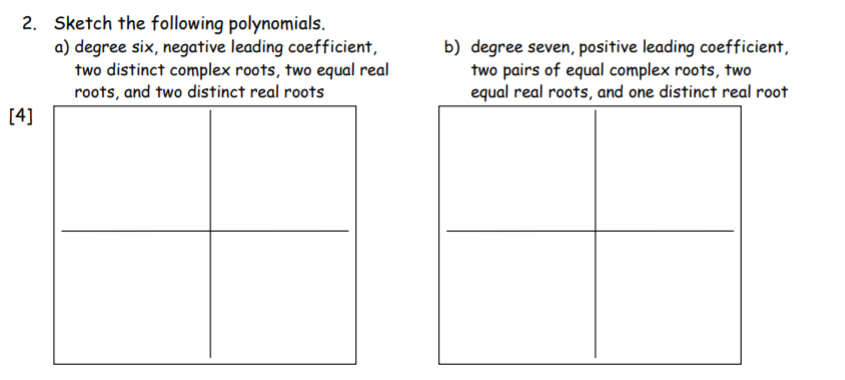 2. Sketch the following polynomials. a) degree
