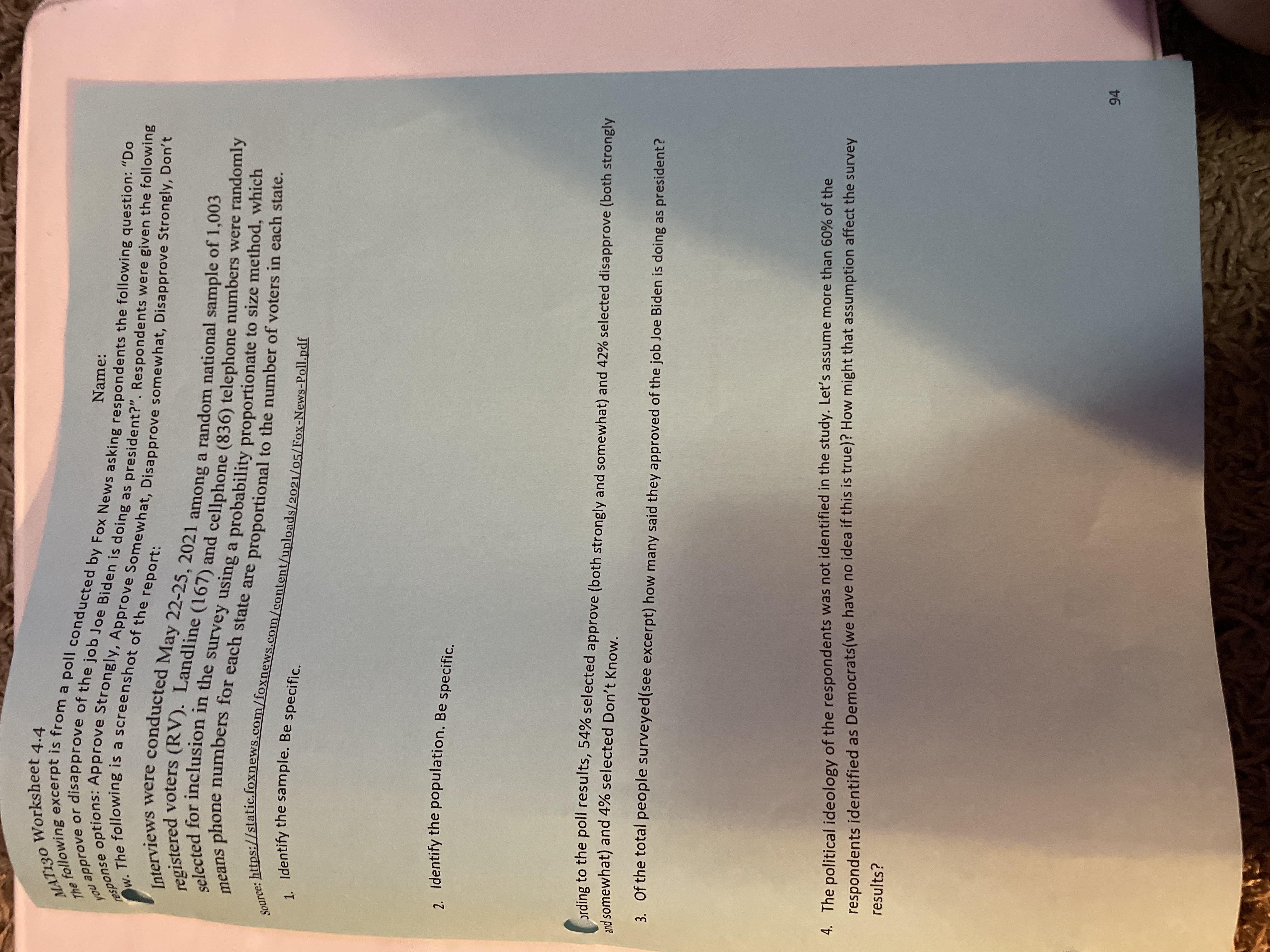 MAT130 Worksheet 4.4 MATHowing exisapprove of the