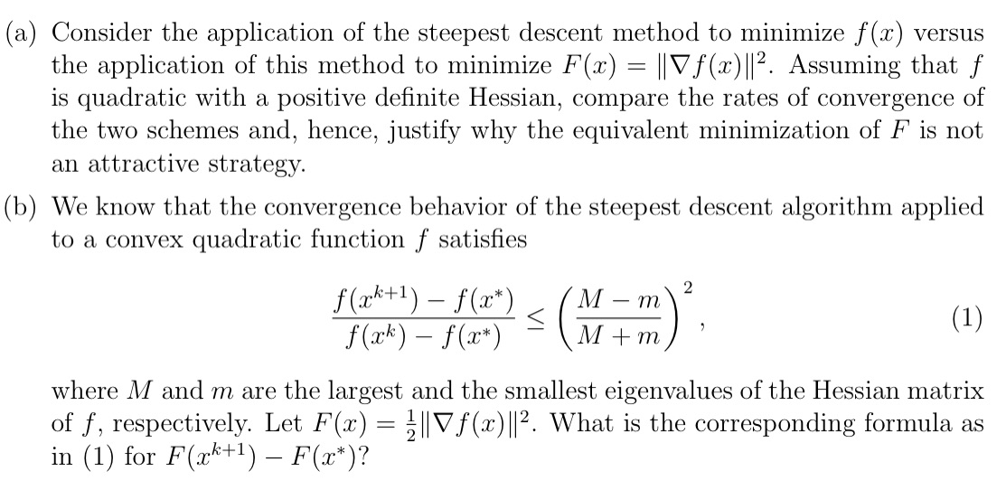 (20 Consider the application of the steepest