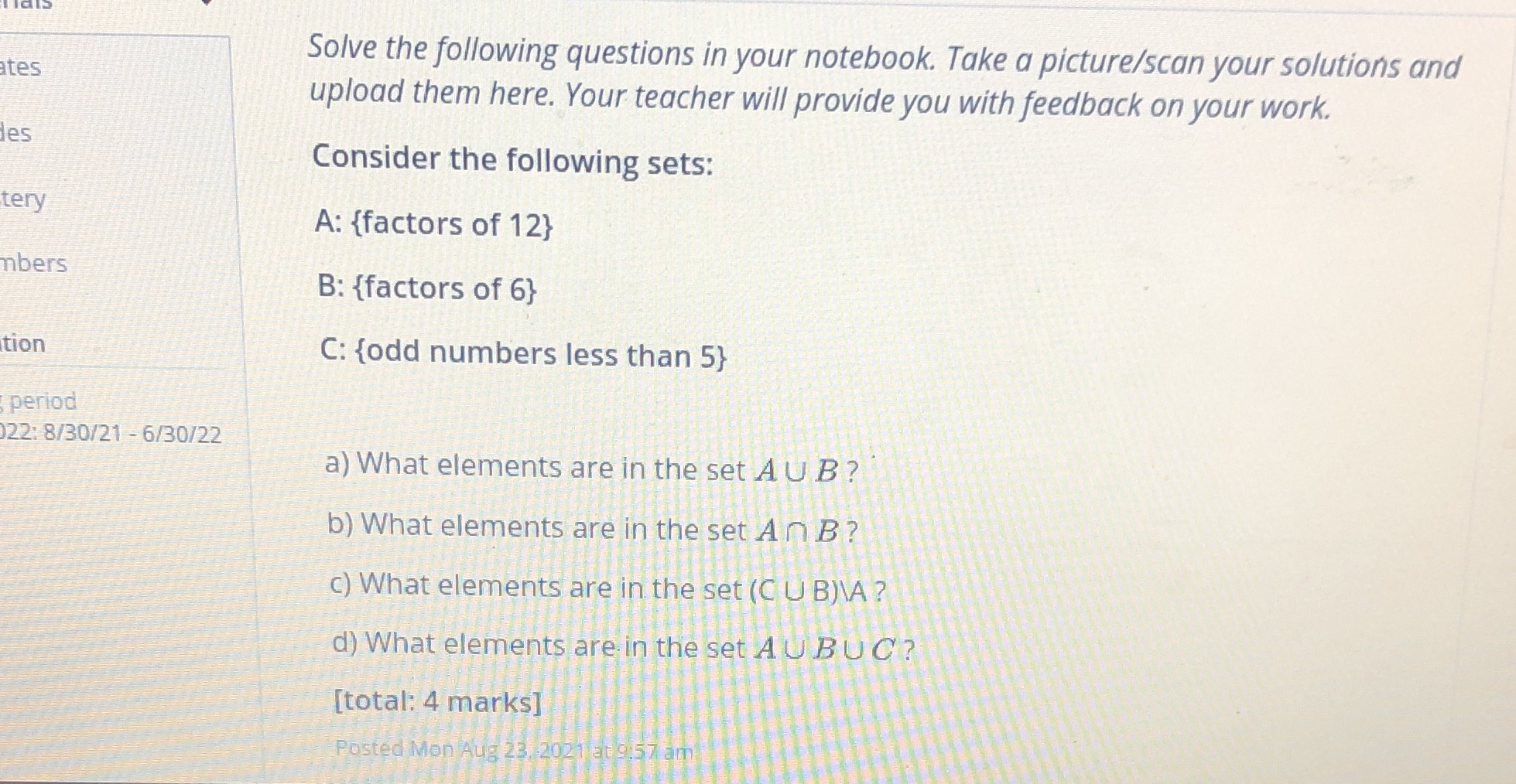 Solve the following questions in your notebook.