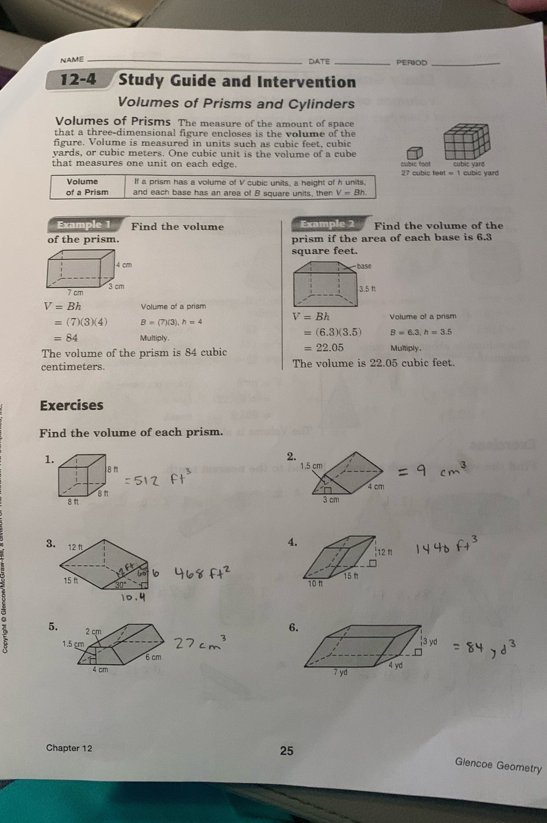 NAME DATE PERIOD 12-4 Study Guide and