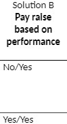Solution B Pay raise based on performance No/Yes