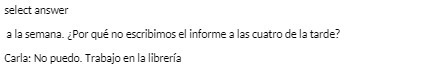 select answer a la semana. : Por que no