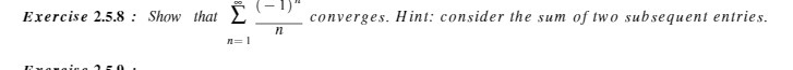Exercise 2.5.8 : Show that E converges. Hint: