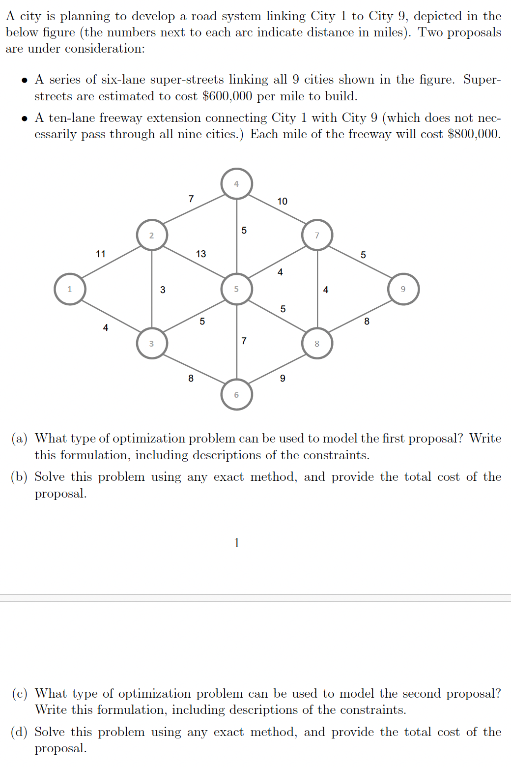 A city is planning to develop a road system