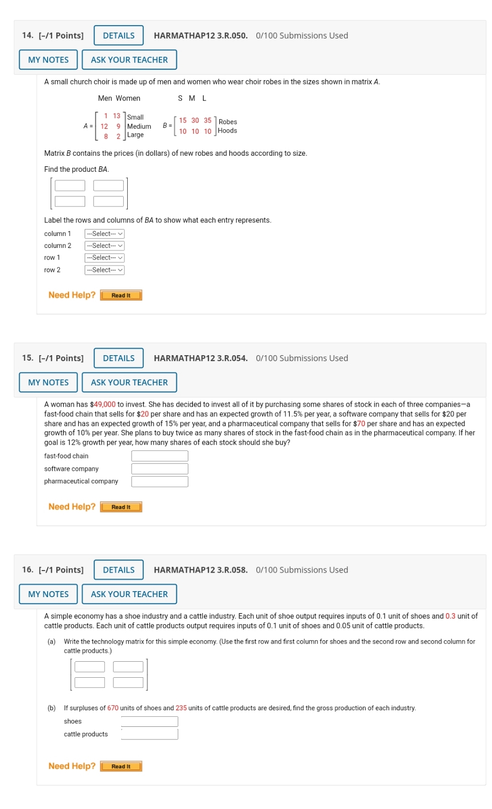 matrix Questions 14. [41 Points] HARMATHAP'IZ