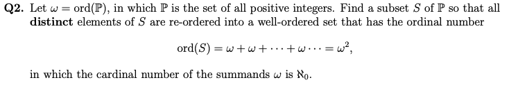 Let ? = ord(P), in which P is the set of all