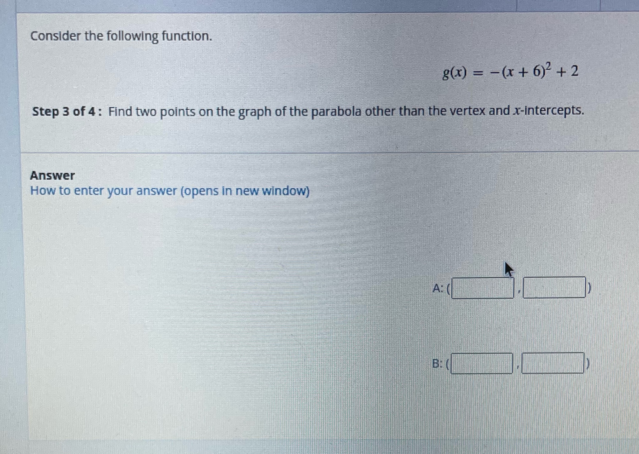 Consider the following function. 8(x) = -(x+6)+2