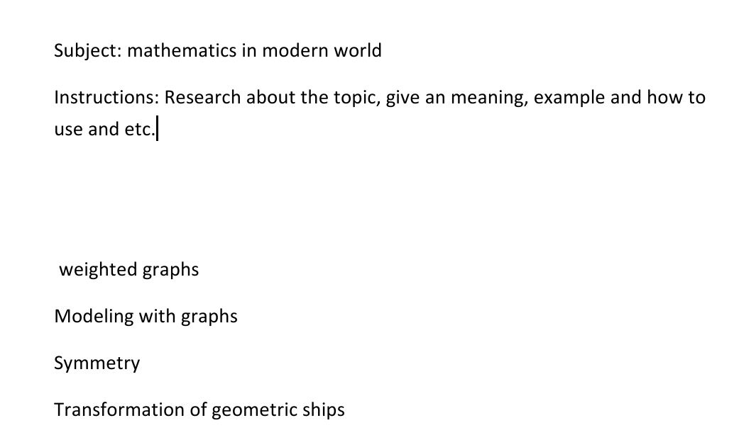 please research about all this topic Subject: