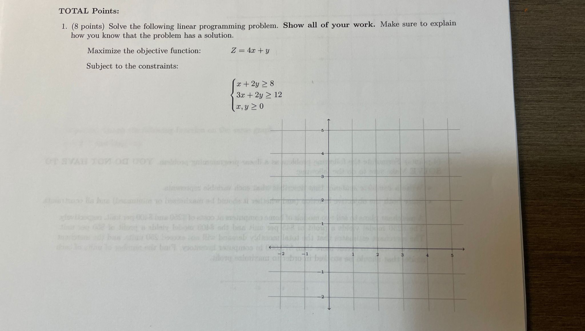 TOTAL Points: 1. (8 points) Solve the following