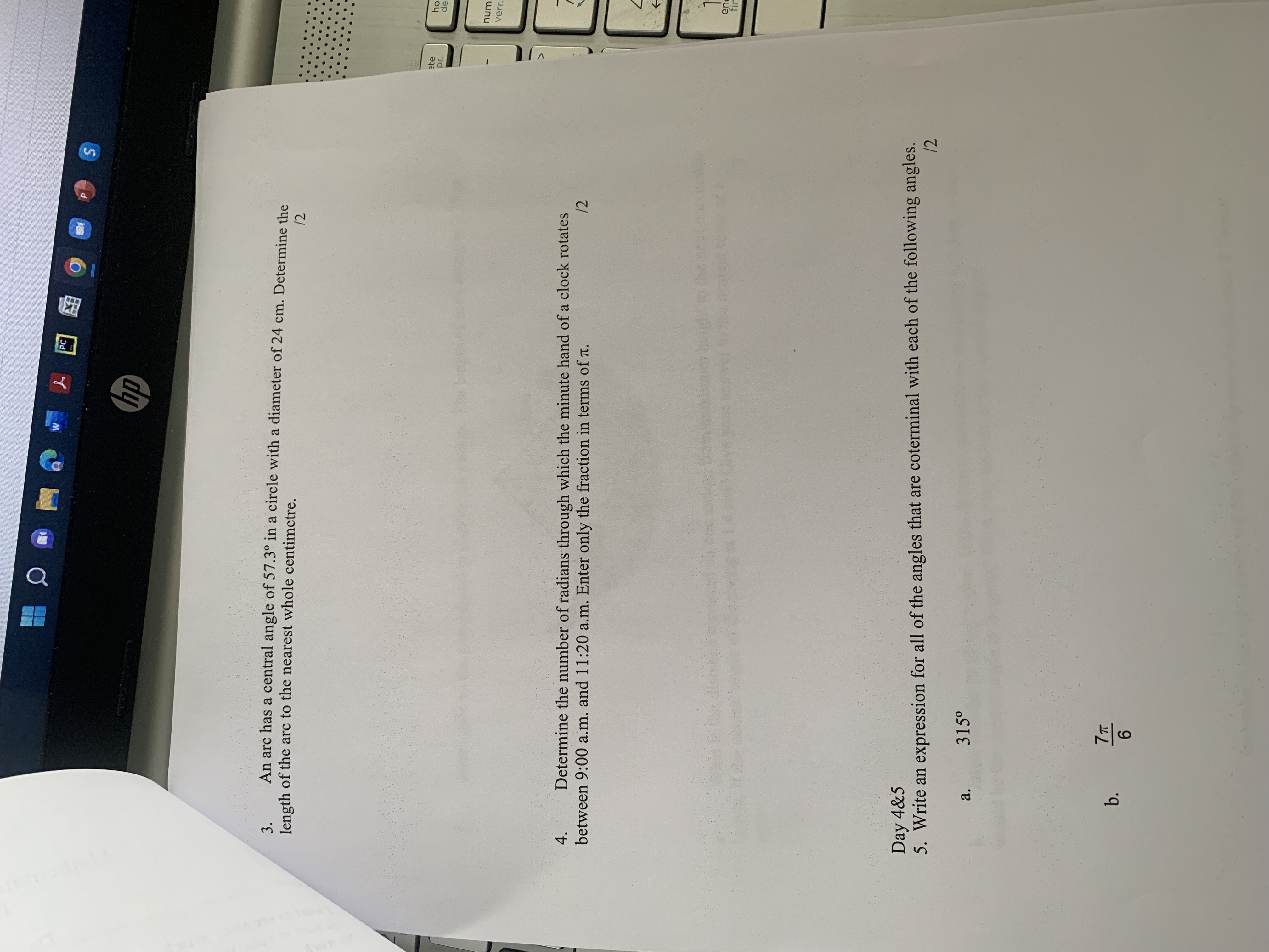 Day 3 1 . Calculate the number of degrees for a